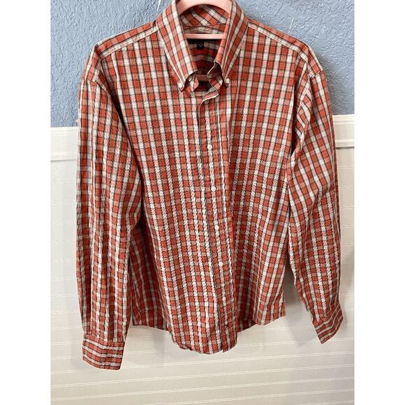 Tommy Hilfiger Men's Plaid Button-Down Long Sleeve Shirt Black, Red and White - Picture 7 of 7